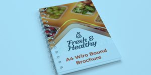 Image of A4 Wiro brochures, also known as wire-bound brochures