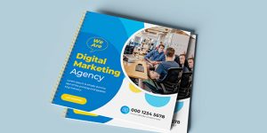 Image of Square Wiro brochures, particularly the larger 210mm x 210mm format with cover