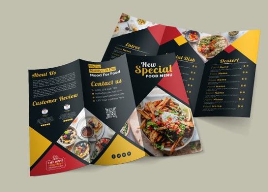 Image of disposable menus made from sustainable materials like plant fibers or cornstarch-based paper